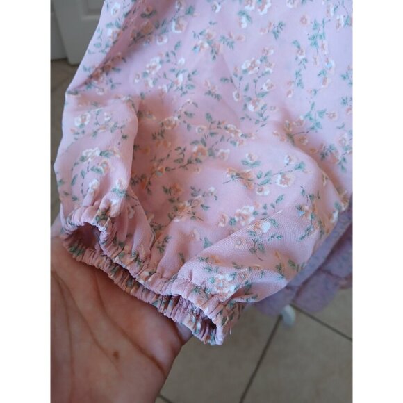 Petal & Pup Womens Midi Dress Pink Floral Ballon Sleeve Small Cottagecore Boho - Picture 6 of 16